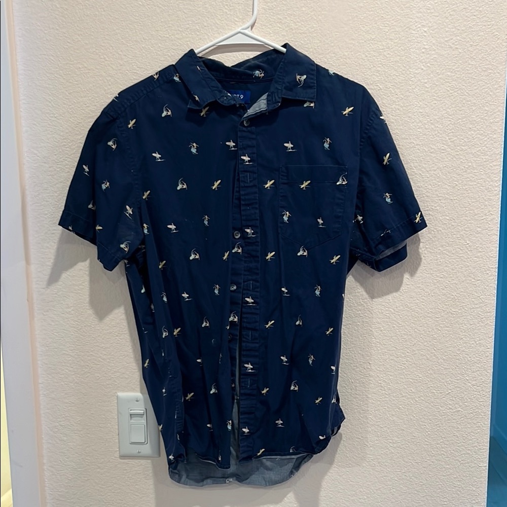 Apt. 9 Dark Blue Men's Shirt with Bird Print